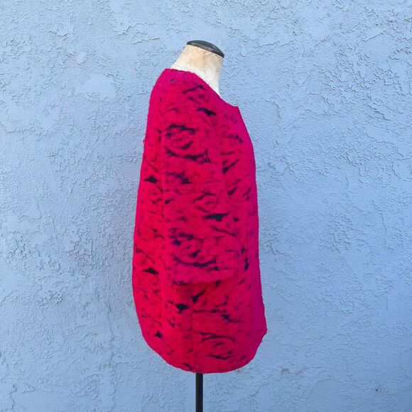 Y2k Hot Pink Cocoon Coat Boiled Wool Paris Fashion Size Medium - Picture 7 of 11